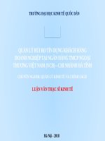 QUẢN lý rủi RO tín DỤNG KHÁCH HÀNG DOANH NGHIỆP tại NGÂN HÀNG TMCP NGOẠI THƯƠNG VIỆT NAM (vcb) – CHI NHÁNH hà TĨNH 