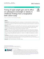 Timing of rapid weight gain and its effect on subsequent overweight or obesity in childhood: Findings from a longitudinal birth cohort study