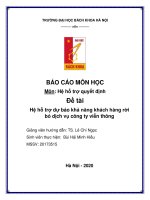 Hệ hỗ trợ dự báo khả năng khách hàng rời bỏ dịch vụ công ty viễn thông