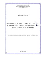 Nghiên cứu cấu trúc, tính chất điện và huỳnh quang của vật liệu lai nano sử dụng trong chiếu sáng mới  