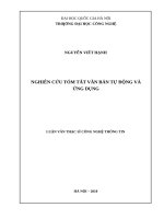 Nghiên cứu về tóm tắt văn bản tự động và ứng dụng 