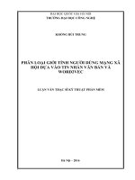 phân loại giới tính người dùng mạng xã hội dựa vào tin nhắn văn bản và word2vec 