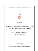 Nghiên cứu phát hiện tấn công WEB cơ bản dựa trên học máy sử dụng  WEB LOG (Luận văn thạc sĩ)