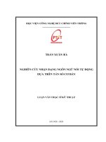 Nghiên cứu  nhận dạng ngôn ngữ nói  tự động dựa trên tần số cơ bản (Luận văn thạc sĩ)