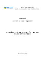 TÌNH HÌNH XUẤT KHẨU GẠO CỦA VIỆT NAM TỪ 2015 ĐẾN QUÝ I 2020
