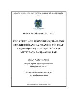 Các yếu tố ảnh hưởng đến sự hài lòng của khách hàng cá nhân đối với chất lượng dịch vụ huy động vốn tại vietinbank bà rịa   vũng tàu 