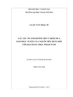 các yếu tố ảnh hưởng đến ý định mua sắm trực tuyến của người tiêu dùng đối với mặt hàng thực phẩm tươi 