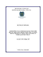 Ảnh hưởng của lãnh đạo tạo sự thay đổi đến sự thoả mãn trong công việc và lòng trung thành của nhân viên tại công ty TNHH gạch men nhà ý 