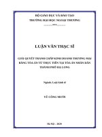 Giải quyết tranh chấp kinh doanh thương mại bằng tòa án từ thực tiễn tại tòa án nhân dân thành phố hạ long 