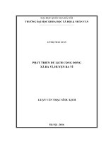 PHÁT TRIỂN DU LỊCH CỘNG ĐỒNG XÃ BA VÌ, HUYỆN BA VÌ. LUẬN VĂN THẠC SĨ DU LỊCH