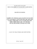 NGHIÊN CỨU TÍNH ĐA DẠNG NGUỒN TÀI NGUYÊN CÂY LÀM THUỐC LÀM CƠ SỞ CHO VIỆC BẢO TỒN VÀ PHÁT TRIỂN BỀN VỮNG TẠI KHU BẢO TỒN THIÊN NHIÊN ĐỒNG SƠN - KỲ THƢỢNG HUYỆN HOÀNH BỒ, TỈNH QUẢNG NINH