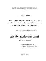 Luận văn thạc sỹ - Quản lý vốn đầu tư xây dựng cơ bản từ ngân sách nhà nước của chính quyền huyện Lộc Bình, tỉnh Lạng Sơn
