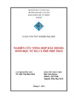 NGHIÊN CỨU TỔNG HỢP DẦU DIESEL SINH HỌC TỪ BÃ CÀ PHÊ - LUẬN VĂN ĐẠI HỌC CẦN THƠ