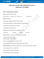 TỔNG HỢP CÂU HỎI TRẮC NGHIỆM ĐỊA LÍ LỚP 12 PHẦN ĐỊA LÝ TỰ NHIÊN