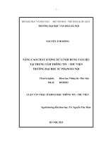 Luan van nâng cao chất lượng xử lý nội dung tài liệu tại TTTTTV trường đại học sư phạm hà nội