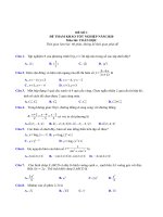 Đề thi thử tốt nghiệp THPT môn Toán (có đáp án). Mã số 01