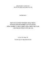 Luận văn thạc sỹ - Một số giải pháp mở rộng hoạt động tín dụng doanh nghiệp tại Ngân hàng Nông nghiệp và Phát triển nông thôn Việt Nam - Chi nhánh tỉnh Tuyên Quang