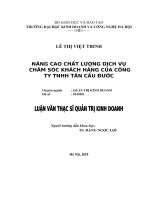 Luận văn thạc sỹ- Nâng cao chất lượng dịch vụ chăm sóc khách hàng của công ty TNHH Tân Cầu Đước