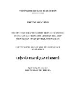 Luận văn thạc sỹ - Tổ chức thực hiện Đề án phát triển cây cam theo hướng sản xuất hàng hóa giai đoạn 2016 - 2020 trên địa bàn huyện Qùy Hợp, tỉnh Nghệ An