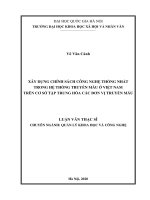 Xây Dựng Chính Sách Công Nghệ Thống Nhất Trong Hệ Thống Truyền Máu Ở Việt Nam