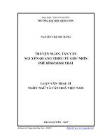 Truyện Ngắn, Tản Văn Nguyễn Quang Thiều Từ Góc Nhìn Phê Bình Sinh Thái