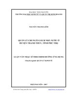 Quản Lý Chi Ngân Sách Nhà Nước Ở Huyện Thanh Thủy, Tỉnh Phú Thọ