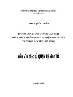 Luận văn thạc sỹ - Hỗ trợ của chính quyền cấp tỉnh nhằm phát triển doanh nghiệp nhỏ và vừa trên địa bàn tỉnh Hà Tĩnh
