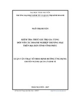 Kiểm Tra Thuế Giá Trị Gia Tăng Đối Với Các Doanh Nghiệp Thương Mại Trên Địa Bàn Tỉnh Vĩnh Phúc