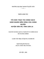 Luận văn thạc sỹ - Tổ chức thực thi chính sách giảm nghèo bền vững của chính quyền huyện Vân Hồ, tỉnh Sơn La