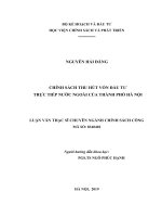 Luận văn thạc sỹ - Chính sách thu hút vốn đầu tư trực tiếp nước ngoài của Thành phố Hà Nội