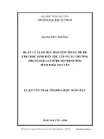 Quản lý giáo dục bảo tồn tiếng mẹ đẻ cho học sinh dân tộc tày ở các trường trung học cơ sở huyện định hóa, tỉnh thái nguyên 