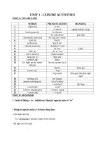 UNIT 1   LEISURE ACTIVITIES 