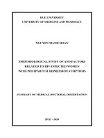 Nghiên cứu dịch tễ và một số yếu tố liên quan đến phụ nữ nhiễm HIV có triệu chứng trầm cảm sau sinh (TT ANH)