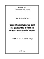 Nghiên cứu dịch tễ và một số yếu tố liên quan đến phụ nữ nhiễm HIV có triệu chứng trầm cảm sau sinh (TT VIET)