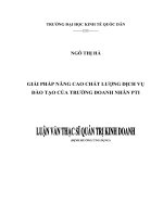 Luận văn thạc sỹ - Giải pháp nâng cao chất lượng dịch vụ đào tạo của trường doanh nhân PTI