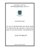 Các yếu tố ảnh hưởng đến lòng trung thành của khách hàng đối với dịch vụ thanh toán quốc tế tại ngân hàng BIDV   chi nhánh phú mỹ 