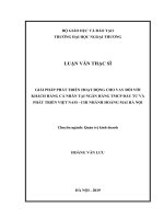 Giải pháp phát triển hoạt động cho vay đối với khách hàng cá nhân tại Ngân hàng TMCP Đầu tư và Phát triển Việt Nam - Chi nhánh Hoàng Mai Hà Nội (Luận văn thạc sĩ)