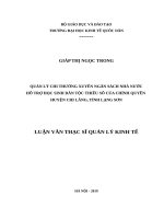 Luận văn thạc sỹ - Quản lý chi thường xuyên ngân sách nhà nước hỗ trợ học sinh dân tộc thiểu số của chính quyền huyện Chi Lăng, tỉnh Lạng Sơn