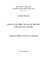Luận văn thạc sỹ - Quản lý tài chính tại Cục dự trữ nhà nước khu vực Tây Bắc