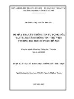 Luan van bộ máy tra cứu thông tin tự động hóa tại trung tâm thông tin    thư viện trường đại học sư phạm hà nội