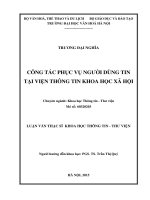 Luan van công tác phục vụ người dùng tin tại viện thông tin khoa học xã hội