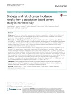 Diabetes and risk of cancer incidence: Results from a population-based cohort study in northern Italy