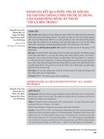 Đánh giá kết quả phẫu thuật nội soi tái tạo dây chằng chéo trước sử dụng gân Hamstring bằng kỹ thuật “tất cả bên trong”