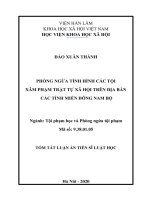 Tóm tắt luận án Tiến sĩ Luật học: Phòng ngừa tình hình các tội xâm phạm trật tự xã hội trên địa bàn các tỉnh Miền Đông Nam Bộ