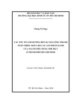 Các yếu tố ảnh hưởng đến sự sẵn lòng thanh toán nhiều hơn cho các sản phẩm xanh của người tiêu dùng thế hệ y ở thành phố hồ chí minh 