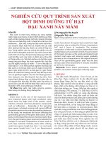 Nghiên cứu quy trình sản xuất bột dinh dưỡng từ hạt đậu xanh nảy mầm