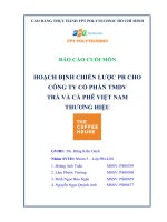 HOẠCH ĐỊNH CHIẾN LƯỢC PR CHOCÔNG TY CỔ PHẦN TMDVTRÀ VÀ CÀ PHÊ VIỆT NAMTHƯƠNG HIỆU