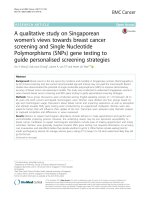 A qualitative study on Singaporean women’s views towards breast cancer screening and Single Nucleotide Polymorphisms (SNPs) gene testing to guide personalised screening strategies