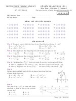 Đề kiểm tra định kỳ lần 1 giải tích 12 chương 1 trường THPT trương vĩnh ký bến tre 