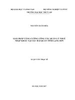Luận văn Thạc sĩ Quản lý kinh tế: Giải pháp tăng cường công tác quản lý thuế nhập khẩu tại Cục Hải quan tỉnh Lạng Sơn